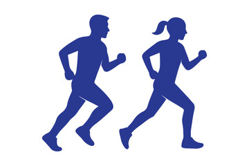 Silhouette runner front view collection vector illustration. 