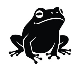 Black frog silhouette, simple amphibian animal graphic, versatile vector illustration for nature and wildlife themes