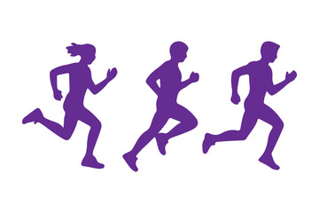 Silhouette runner front view collection vector illustration. 