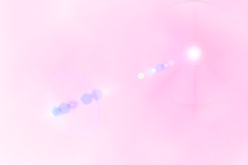 Pink optical lens flare effect with glowing hexagons and light burst on isolated transparent PNG background. For sci-fi compositing and visual design