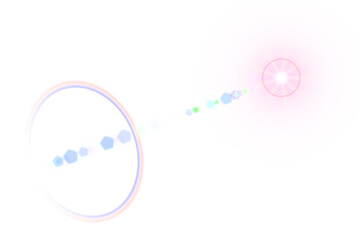 Futuristic energy beam with glowing hexagons and starburst core on isolated transparent PNG...