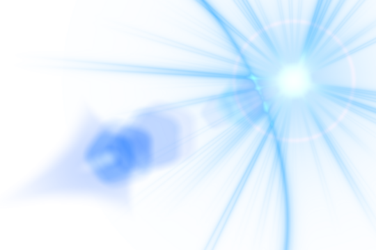 Bright blue sunlight flare effect on isolated transparent PNG background. For compositing and visual editing