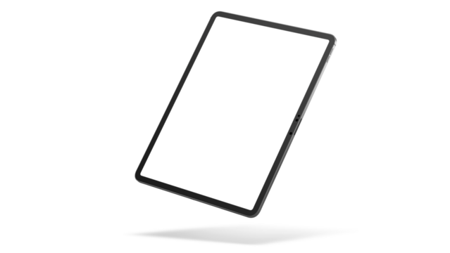 Mockup iPad on transparent background. Side view with empty blank screens for web design and UX/UI.