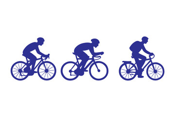 Fototapeta premium collection active cyclists silhouette vector illustration. Silhouette bikers isolated on white background. 