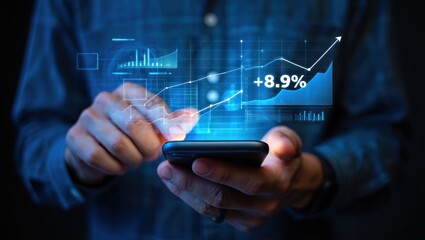 Person checking positive financial growth on smartphone screen