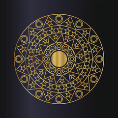 Intricate golden mandala pattern on dark background