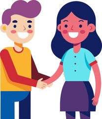 Handshake between two people with happy expressions