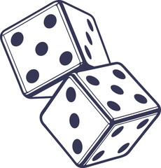 Two dice silhouette on white background.
