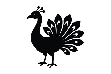 Fototapeta premium Elegant Peacock Silhouette Bird Design Illustration