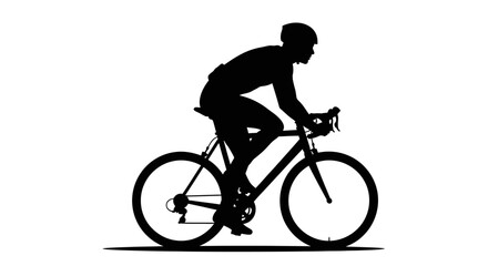 Obraz premium Silhouette of a Cyclist: A black silhouette of a cyclist, embodying speed, dedication and the spirit of competition, captured in a dynamic and photorealistic portrayal.