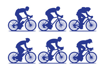 Fototapeta premium collection active cyclists silhouette vector illustration. Silhouette bikers isolated on white background. 