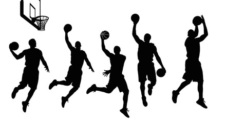 Basketball Silhouettes: Dynamic silhouettes capture the thrilling sequence of a basketball player in action, showcasing the agility and athleticism of the sport. 