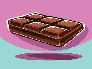 Editable cartoon vector of chocolate bar partially unwrapped. Fun and sweet design ideal for packaging, ads, kids' themes, and digital food illustrations.