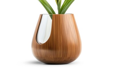 Wooden planter with a glass inner pot.