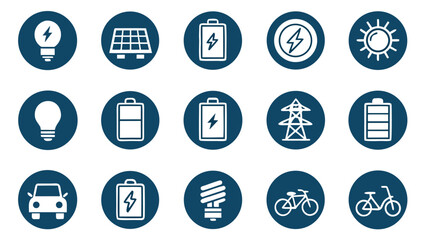 Collection of energy and sustainability icons in a grid layout