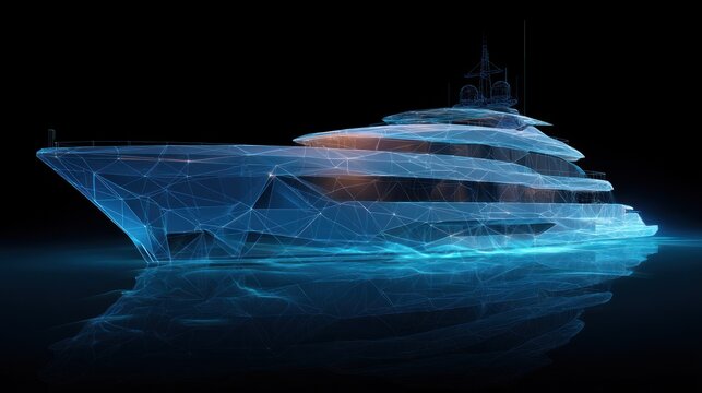 Luxury yacht digital design illustration