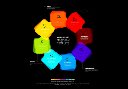 Colorful Multipurpose Circle Cycle Infographic Template on Black Background