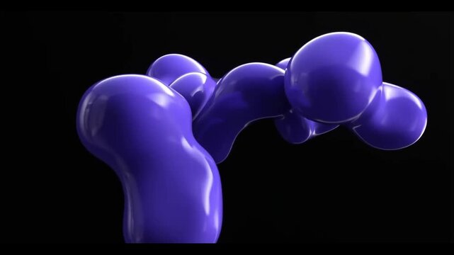 Abstract Organic Shapes: An abstract visual of fluid, amorphous purple forms, dynamically interacting against a stark black background, a contemporary exploration of form and space.