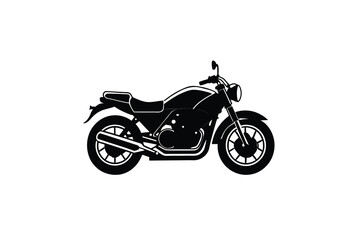 Obraz premium Classic Motorcycle Illustration in Black and White Silhouette Style Featuring a Vintage Design Perfect for Transportation and Automotive Themes silhouette