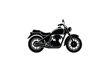 Obraz premium Classic Motorcycle Vector Illustration in Black and White Silhouette Style Perfect for Automotive Designs and Transportation Related Projects silhouette