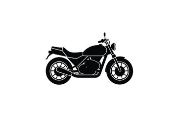 Fototapeta premium Classic Motorcycle Icon in Black and White a Retro Vehicle Design with a Silhouette Style on a White Background silhouette