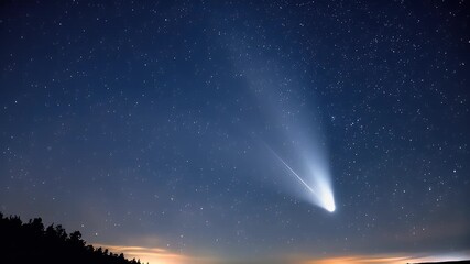 Comet streaking across night sky - Powered by Adobe
