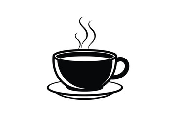 Fototapeta premium Hot Coffee Cup Silhouette Illustration