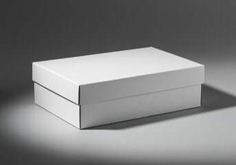 Blank White Cardboard Box Mockup on Gray Background