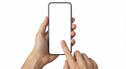 Hands Holding Smartphone with Blank Screen