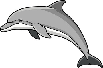 Obraz premium Stylized Dolphin Illustration in Elegant Gray Tones with Simple, Clean Lines