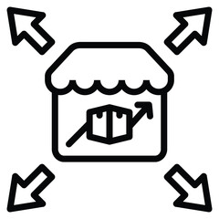 New Market Expansion Icon Line Vector Illustration