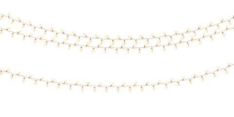 Fototapeta premium Golden string lights on white background