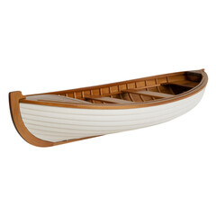 A wooden rowboat isolated on transparent white background 

