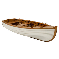 A wooden rowboat isolated on transparent white background 

