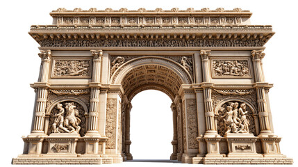 Fototapeta premium Triumphal Arch: A monumental structure of architectural wonder and grandeur. Exuding timeless beauty, the intricate design and the sheer scale of this building evoke a sense of wonder and admiration.