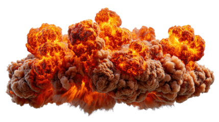 Fiery Explosion: A vibrant visual depiction of a powerful and intense explosion, showcasing the raw energy and force of a massive detonation.