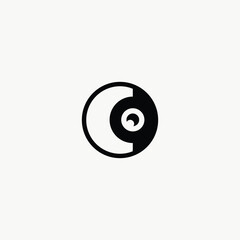 Minimal Letter C or Co Camera Eye Logo with white background. 
