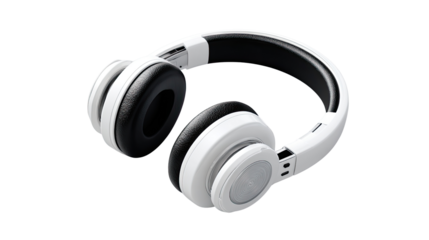 Modern Audio Bliss: Studio-quality over-ear headphones, in pristine white and black design, are poised for an immersive audio experience.