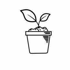 Pot plant outline icon with linear style . Plant in pot simple line vector icon for mobile concept and web design. Single potter plan.