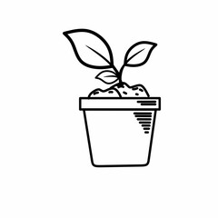 Pot plant outline icon with linear style . Plant in pot simple line vector icon for mobile concept and web design. Single potter plan.