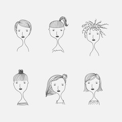 Girls Hair Icon New Design Black And White