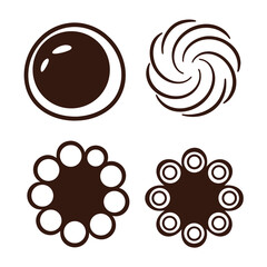 Abstract brown circular shapes with delicate brush strokes graphic