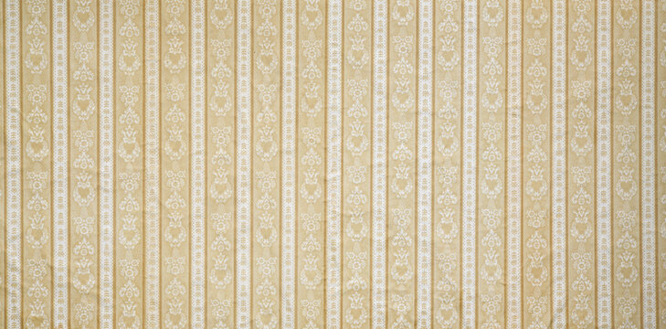 Fototapeta Old wallpaper on the wall. Old wallpaper for texture or background.