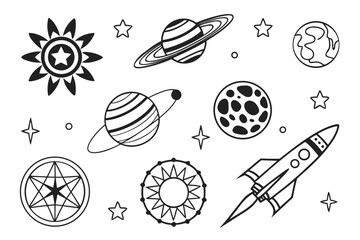 Collection of 30 minimalist black and white vector illustrations—perfect for graphic design, logos, icons, stickers, or creative print projects.