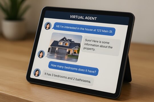 Virtual agent chat answering property question on tablet