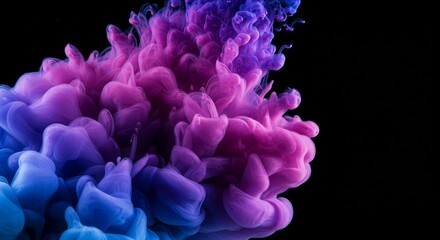 Fototapeta premium Colorful Ink Cloud Flowing in Water on Black Background