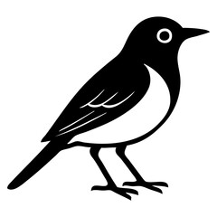 Clean, minimalist black and white vector illustration of a small bird, viewed in profile.  Ideal for logos, wildlife signage, educational materials, or nature-themed branding.