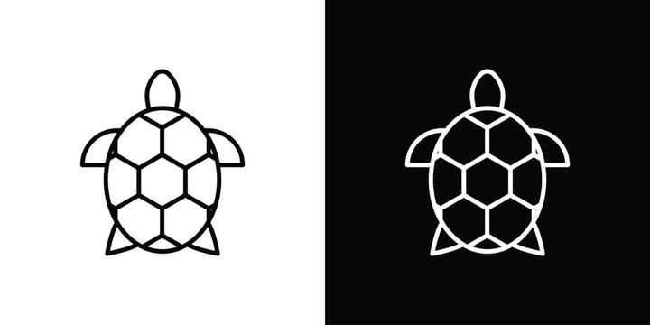 Sea turtle icons. linear trend modern icons set