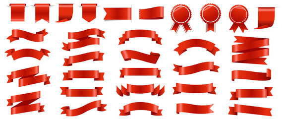 Red Silk Ribbon Isolated White Background