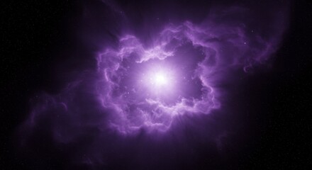 Fototapeta premium Glowing Purple Nebula Cloud in Deep Space with Starfield